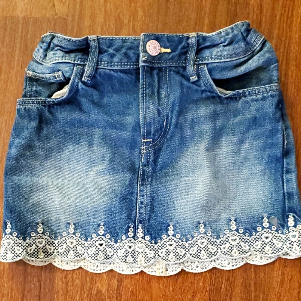 H & M Denim & Denim Lace Trim Girls - Size 5-6Y